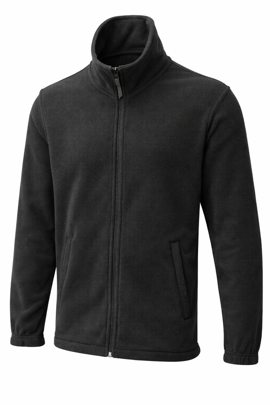 Reblz Spirit Fleecejacke – in Anthrazit – Frontansicht – nachhaltig, Biobaumwolle, recyceltes Polyester, Großhandel