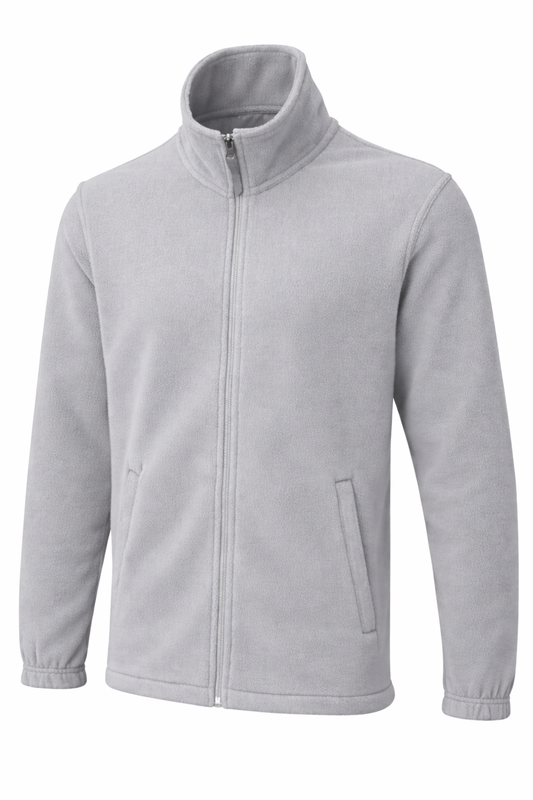 Reblz Spirit Fleecejacke – in Grau – Frontansicht – nachhaltig, Biobaumwolle, recyceltes Polyester, Großhandel