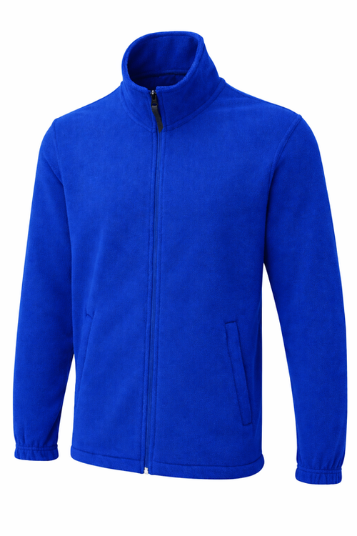 Reblz Spirit Fleecejacke – in Blau – Frontansicht – nachhaltig, Biobaumwolle, recyceltes Polyester, Großhandel