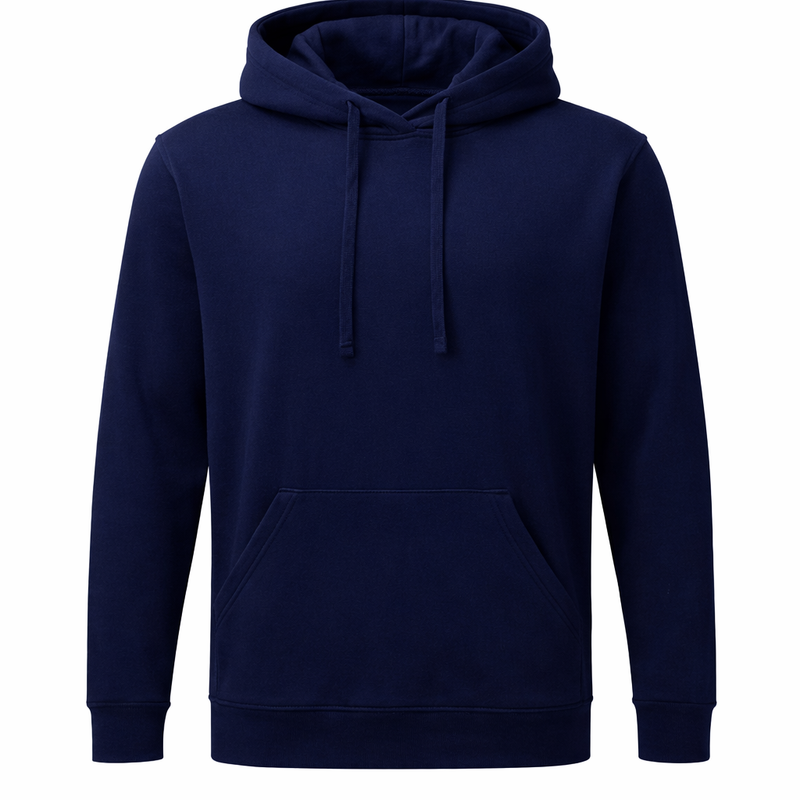 Reblz Wildcard Hoodie – in Marineblau – Frontansicht – nachhaltig, Biobaumwolle, recyceltes Polyester, Großhandel