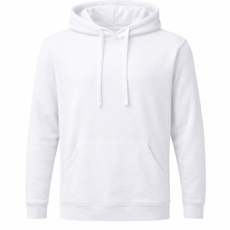 Reblz Wildcard Hoodie – in Weiß – Frontansicht – nachhaltig, Biobaumwolle, recyceltes Polyester, Großhandel