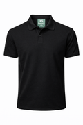 Reblz Vibe Poloshirt – in Schwarz – Frontansicht – nachhaltig, Biobaumwolle, recyceltes Polyester, Großhandel
