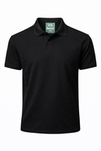 Reblz Vibe Poloshirt – in Schwarz – Frontansicht – nachhaltig, Biobaumwolle, recyceltes Polyester, Großhandel