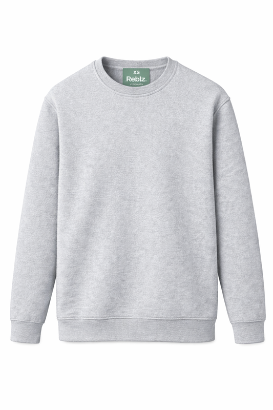 Reblz Legend Sweatshirt – in Grau – Frontansicht – nachhaltig, Biobaumwolle, recyceltes Polyester, Großhandel